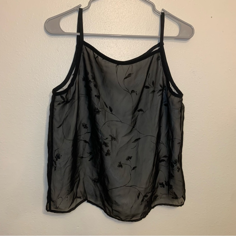 Jones&Co Black Floral Women's Top 12 spaghetti straps